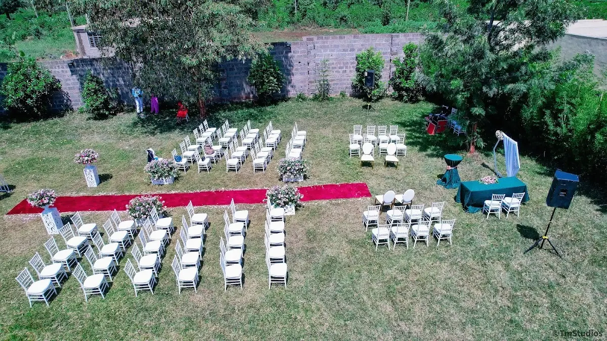 An outdoor ceremony layout viewed from above